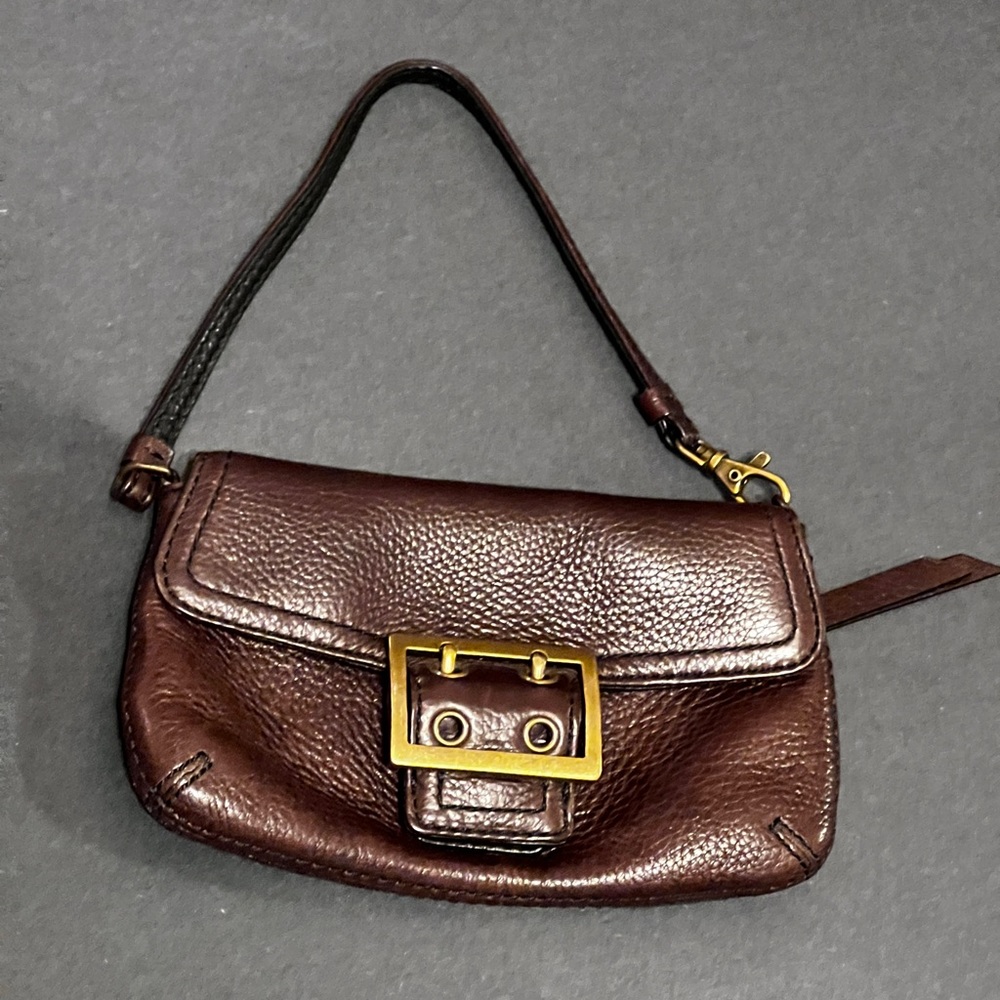 Banana Republic Brown Wristlet Handbag Convert Clutch Shoulder Bag Purse Leather